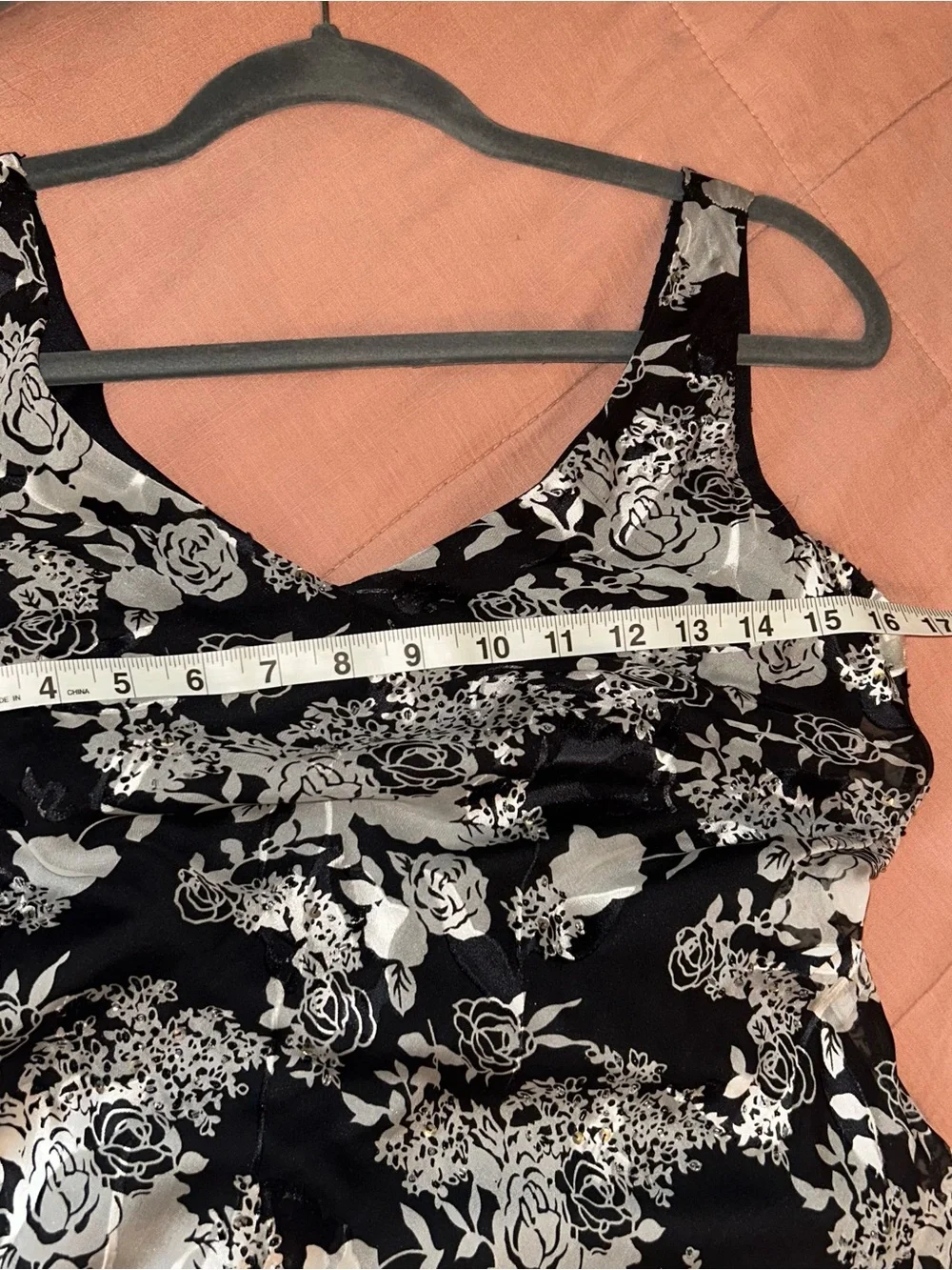 Vintage Silk Petite Alex Evenings black and white floral dress